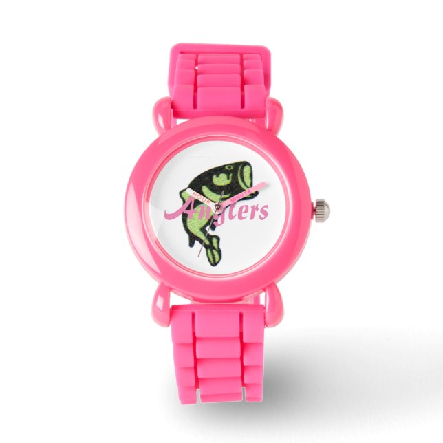 A woman's Glitter Anglers designer watch (Pink) (Front)