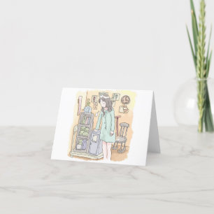 a woman's illustration of a woman who sighs in a p holiday card