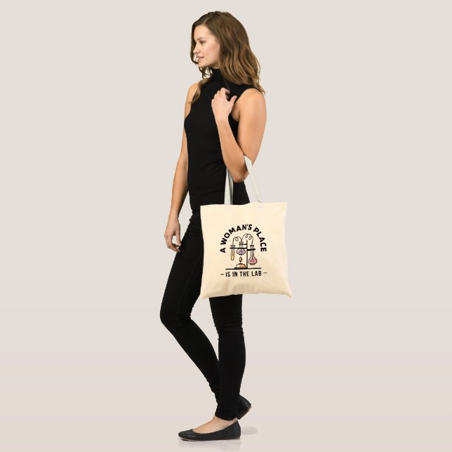 A Woman's Place Is in the Lab – Science Feminist  Tote Bag (Front (Model))