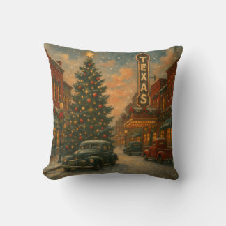 A Wonderful Christmas on the Streets of Texas Throw Pillow