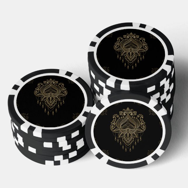 A wonderful filigree golden lotus flower. poker chips (Stack)
