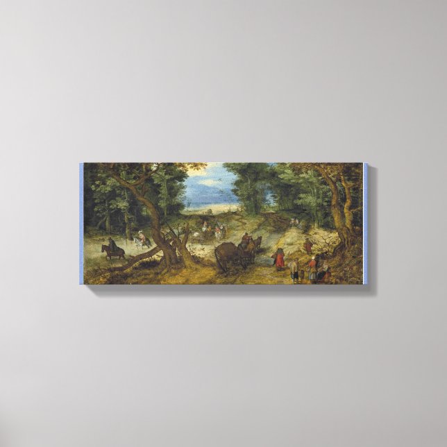 A Wooded Landscape With Travelers on a Path Canvas Print (Front)