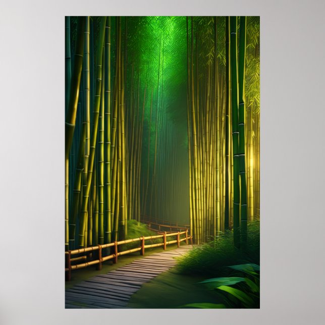 A Wooden Path Through the Lush Forest Poster (Front)