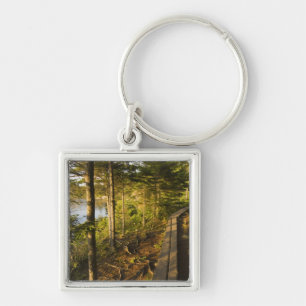 A wooden walkway in Acadia National Park Maine Keychain