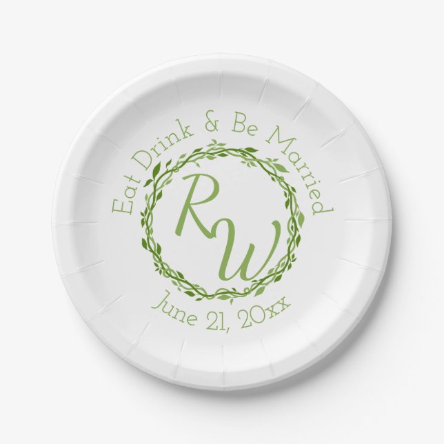 A Woodsy Elegance | Wedding Vine Garden Picnic Paper Plate (Front)