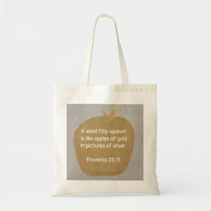 A word fitly spoken, gold apple tote bags
