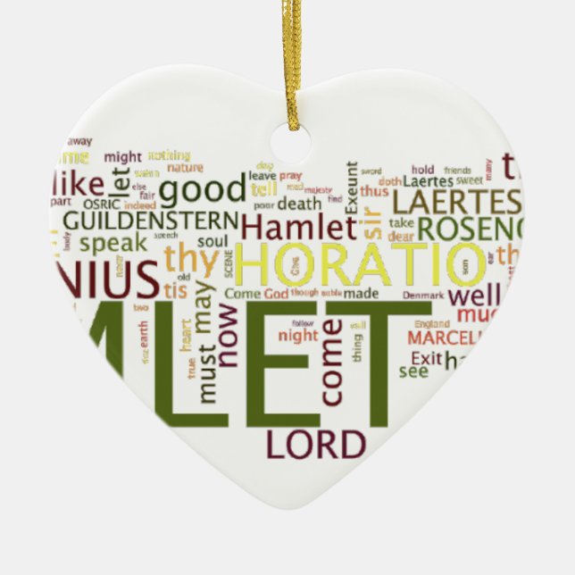 A wordle made for the text of Shakespeare's Hamlet Ceramic Ornament (Front)