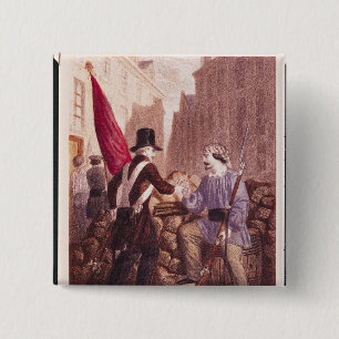 A Worker Sharing his Bread with a Student 2 Inch Square Button