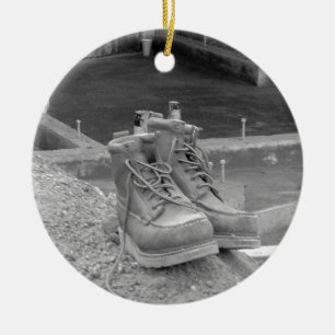 A Working Man's Boots Ceramic Ornament