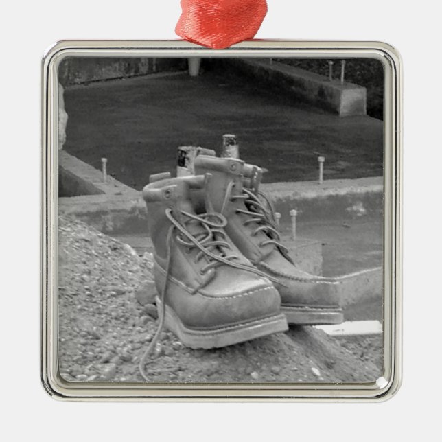 A Working Man's Boots Metal Ornament (Front)