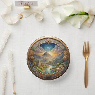 A World Away on Your Table Distant Lands Medallion Paper Plate