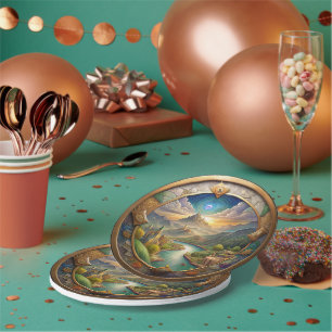 A World Away on Your Table Distant Lands Medallion Paper Plate
