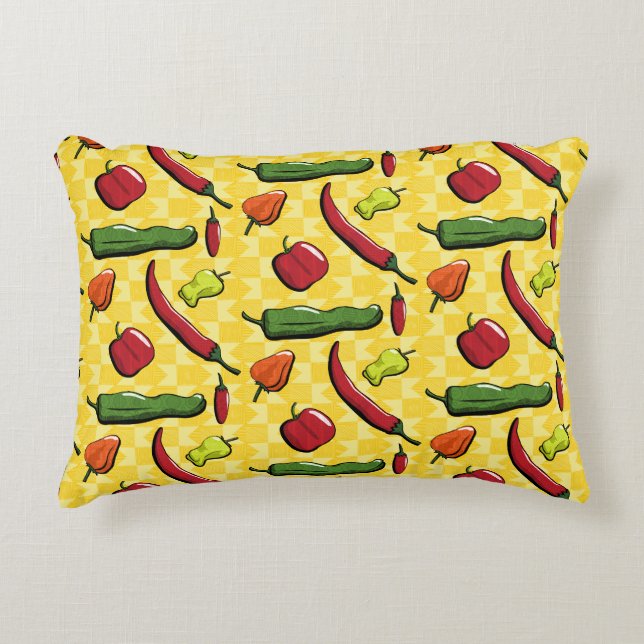 A World of Chili Peppers Accent Pillow (Front)