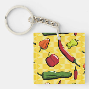 A World of Chili Peppers Acrylic Keychain