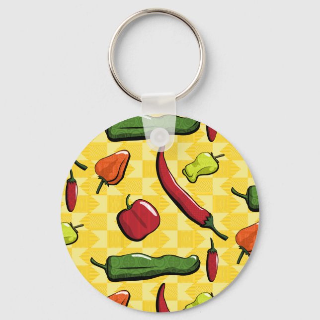 A World of Chili Peppers Keychain (Front)