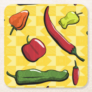 A World of Chili Peppers Paper Coaster