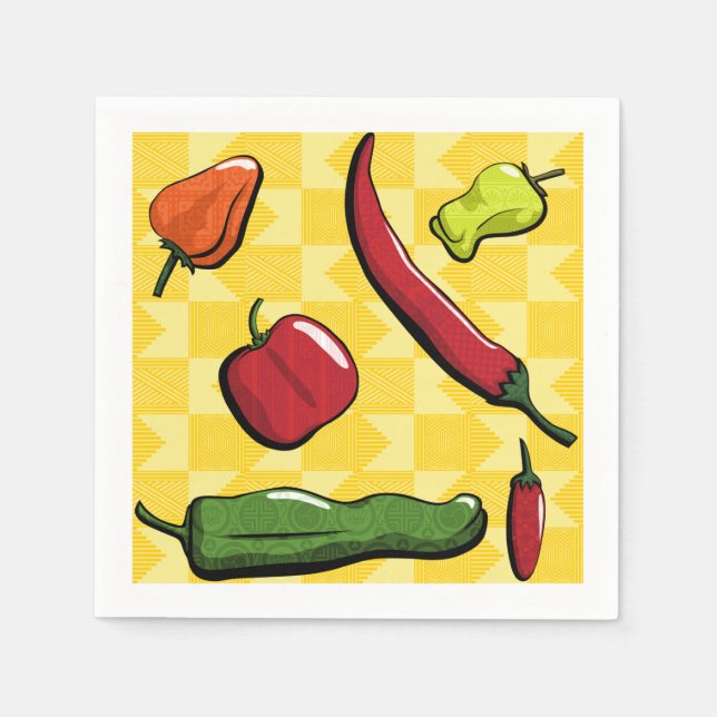 A World of Chili Peppers Paper Napkins (Front)