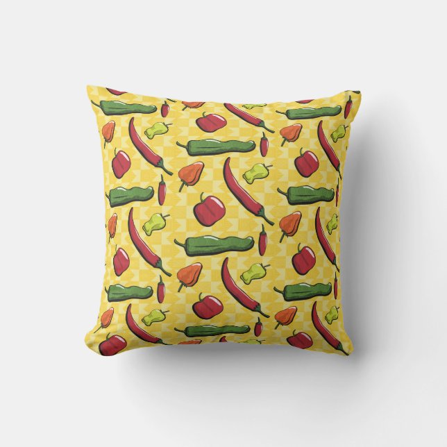 A World of Chili Peppers Pillow (Front)