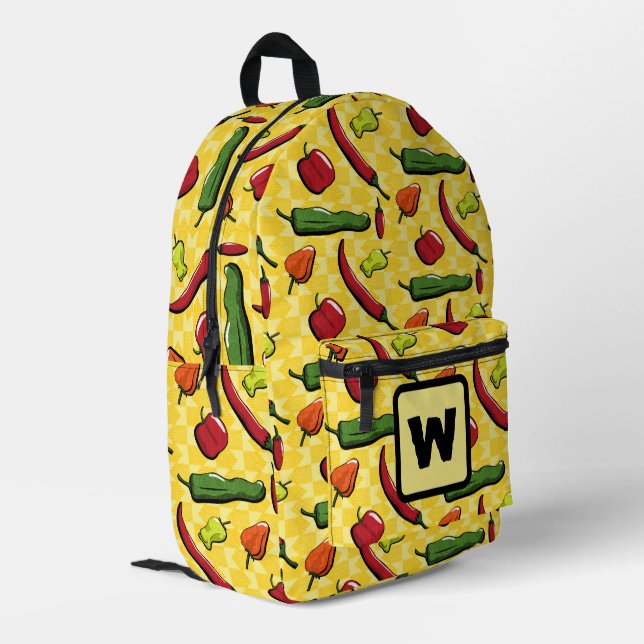 A World of Chili Peppers Printed Backpack (Back Corner Left)