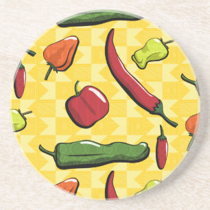 A World of Chili Peppers Sandstone Coaster