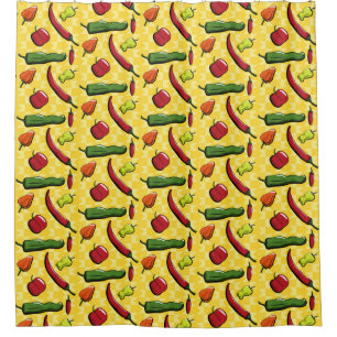 A World of Chili Peppers Shower Curtain