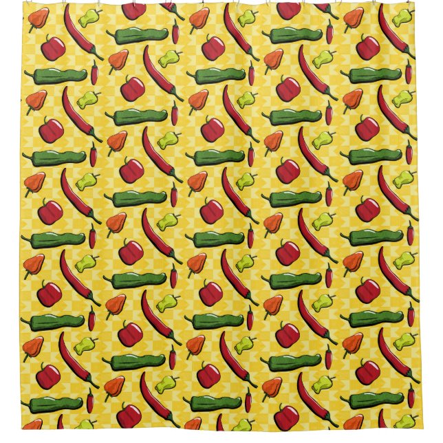 A World of Chili Peppers Shower Curtain (Front)