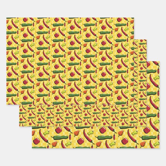A World of Chili Peppers Wrapping Paper Set (Set)