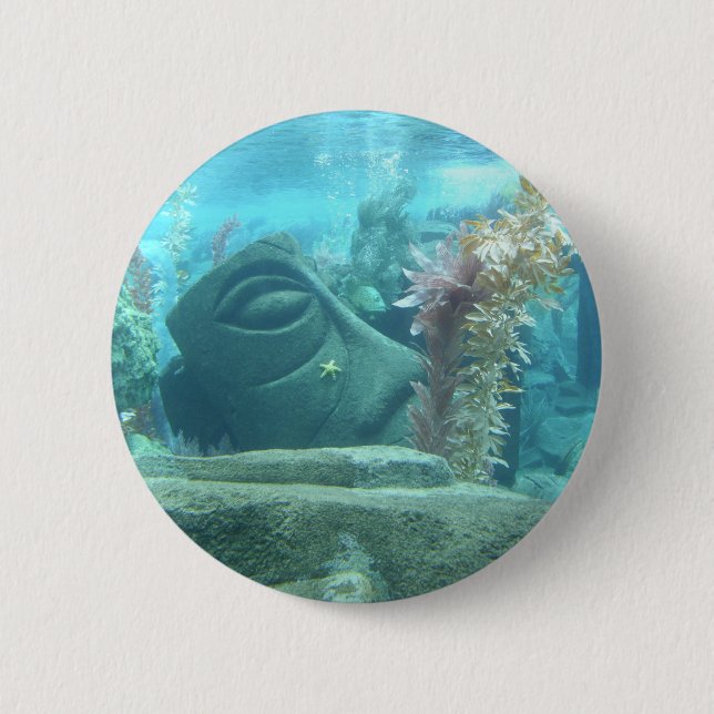 A World Underwater - stone statue design 2 Inch Round Button (Front)