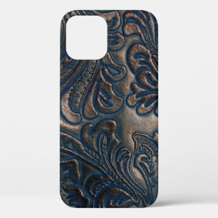 A Worn Vintage Embossed Dark Brown Leather Design  iPhone 12 Case