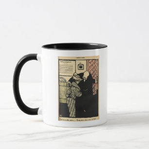 A worthy man ushers a young woman into his mug