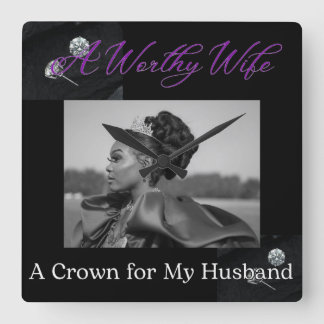 A Worthy Wife Square Black Wall Clock