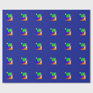 A wrapping paper with a coconut tree on