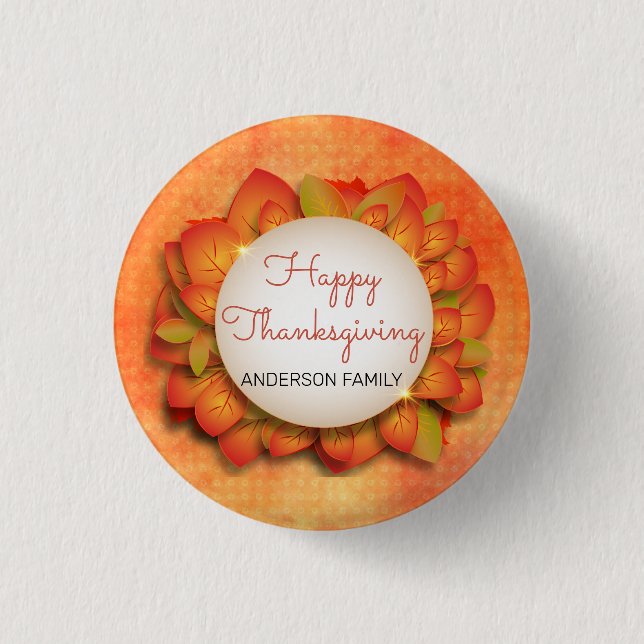 A Wreath of Fall Leaves 1 Inch Round Button (Front)