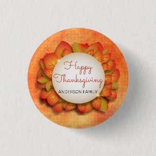 A Wreath of Fall Leaves 1 Inch Round Button