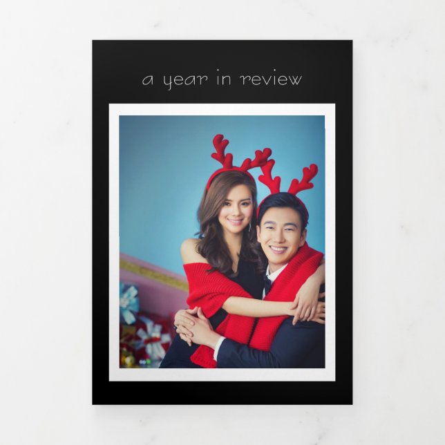 A Year In Review Holiday Photo Collage Tri-Fold Holiday Card (Cover)