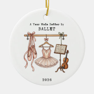 A year Made Better By Ballet Christmas Holiday Ceramic Ornament