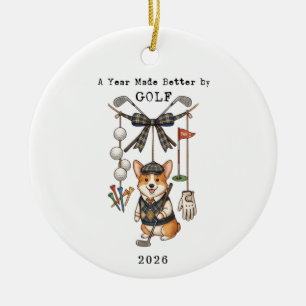 A year Made Better By Golf Christmas Holiday Ceramic Ornament