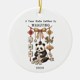 A year Made Better By Mahjong Christmas Panda Ceramic Ornament