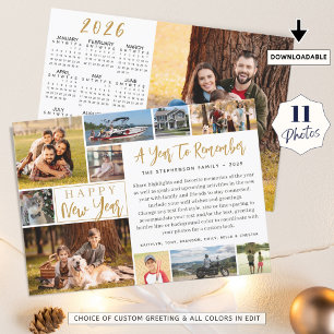 A Year To Remember 12 Photo 2026 Calendar Holiday Card