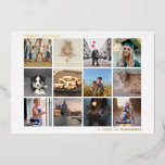 A Year To Remember Family Photo Collage Christmas Foil Holiday Card<br><div class="desc">Send out holiday cheer with this modern "Year in Review" flat Christmas card featuring twelve square photos in a simple collage. At the top left is the year spelled out and at the bottom right is the message, "A Year To Remember" in real gold foil. The backside has a template...</div>