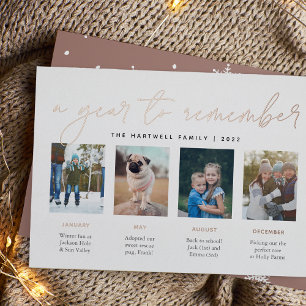 A Year to Remember   Year in Review Photo Collage Foil Holiday Card