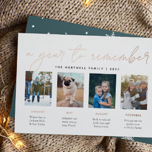 A Year to Remember Year in Review Photo Collage Foil Holiday Card