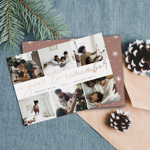 A Year to Remember   Year in Review Photo Collage Foil Holiday Card