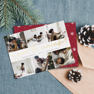 A Year to Remember   Year in Review Photo Collage Foil Holiday Card