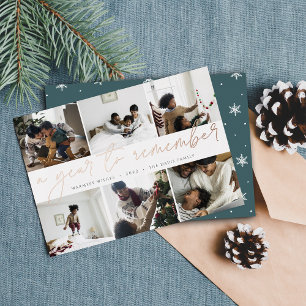 A Year to Remember   Year in Review Photo Collage Foil Holiday Card