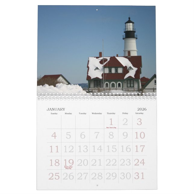 A Year with Portland Head Light Calendar (Jan 2026)