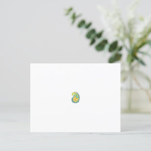a yellow and green paisley with leaves and flowers postcard