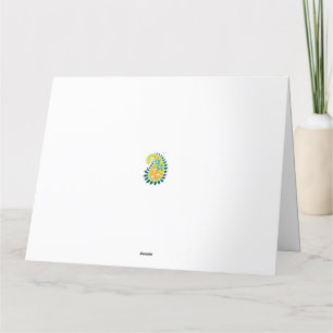 a yellow and green paisley with leaves and flowers thank you card