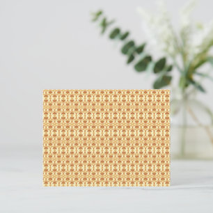 a yellow and white background with an intricate de postcard
