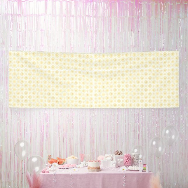 a yellow and white background with small circles banner (Party)